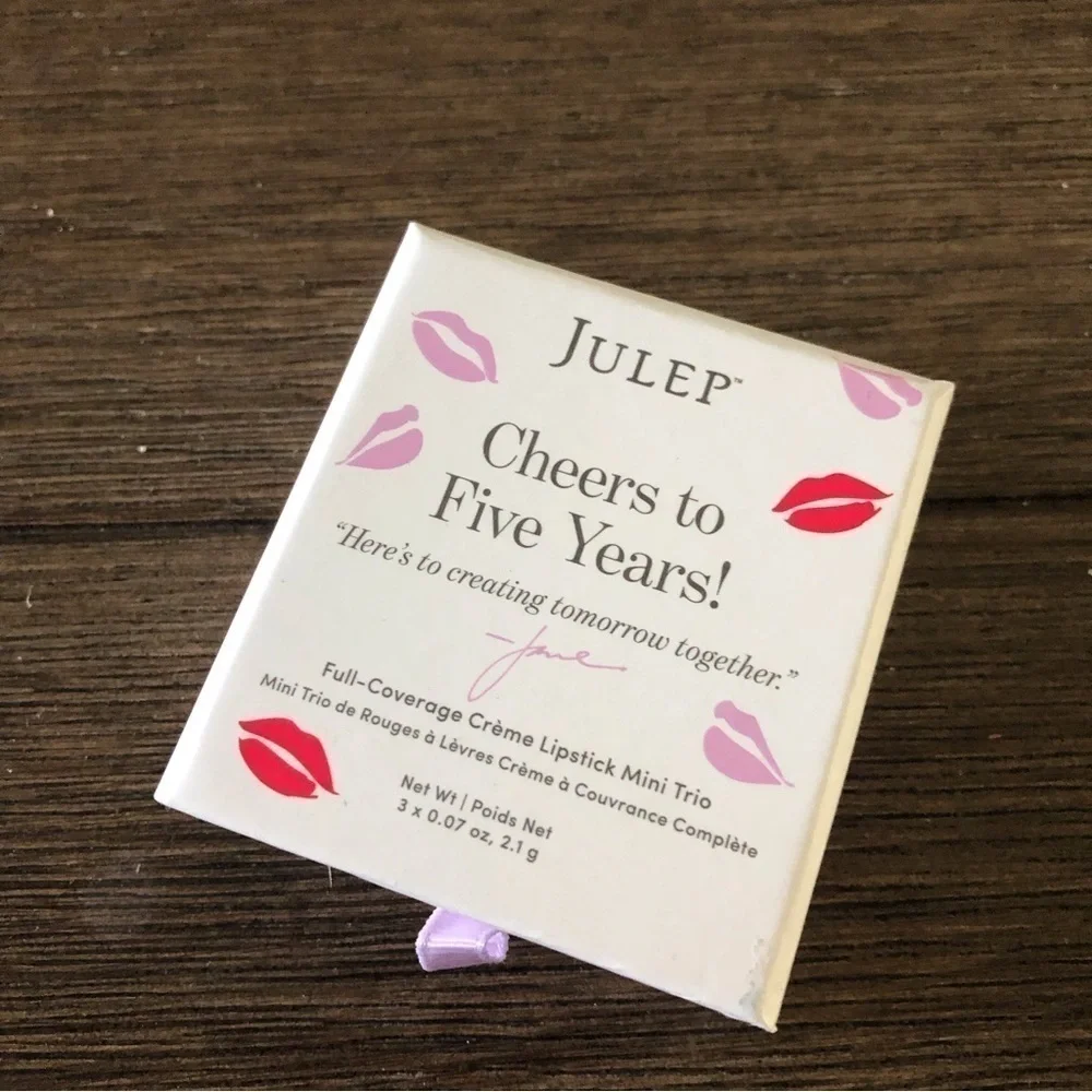 Julep Full-Coverage creme lipstick mini Trio in colors Bubbly, Fizz, and Pop